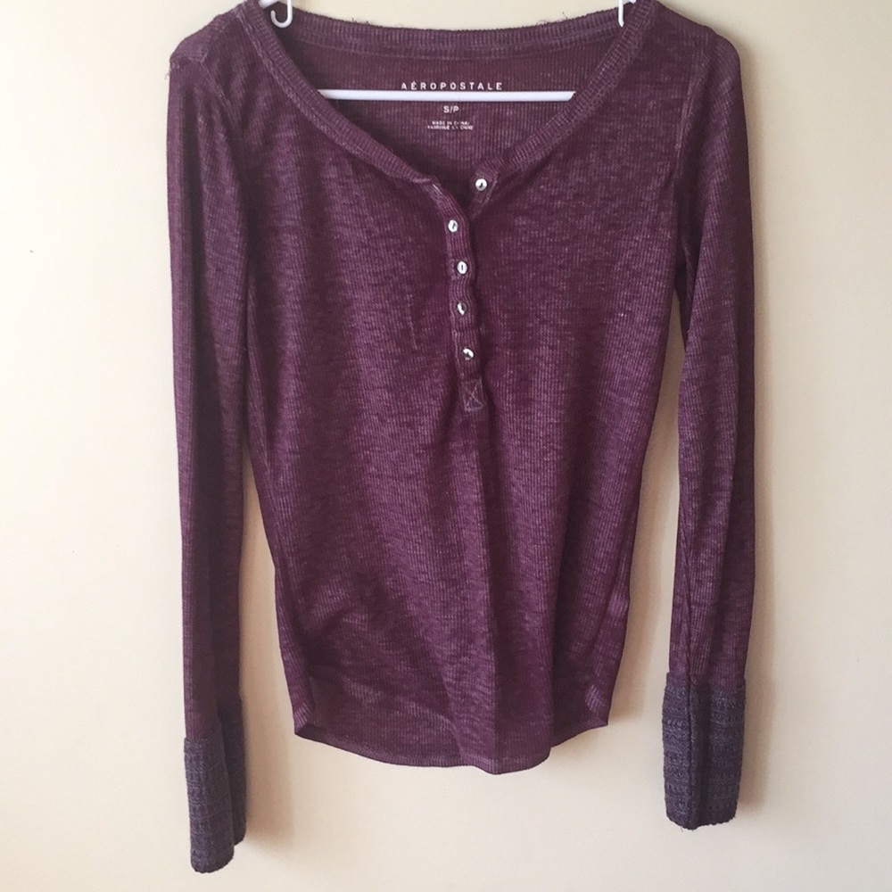 Aeropostale Long Sleeve Button Up T-Shirt